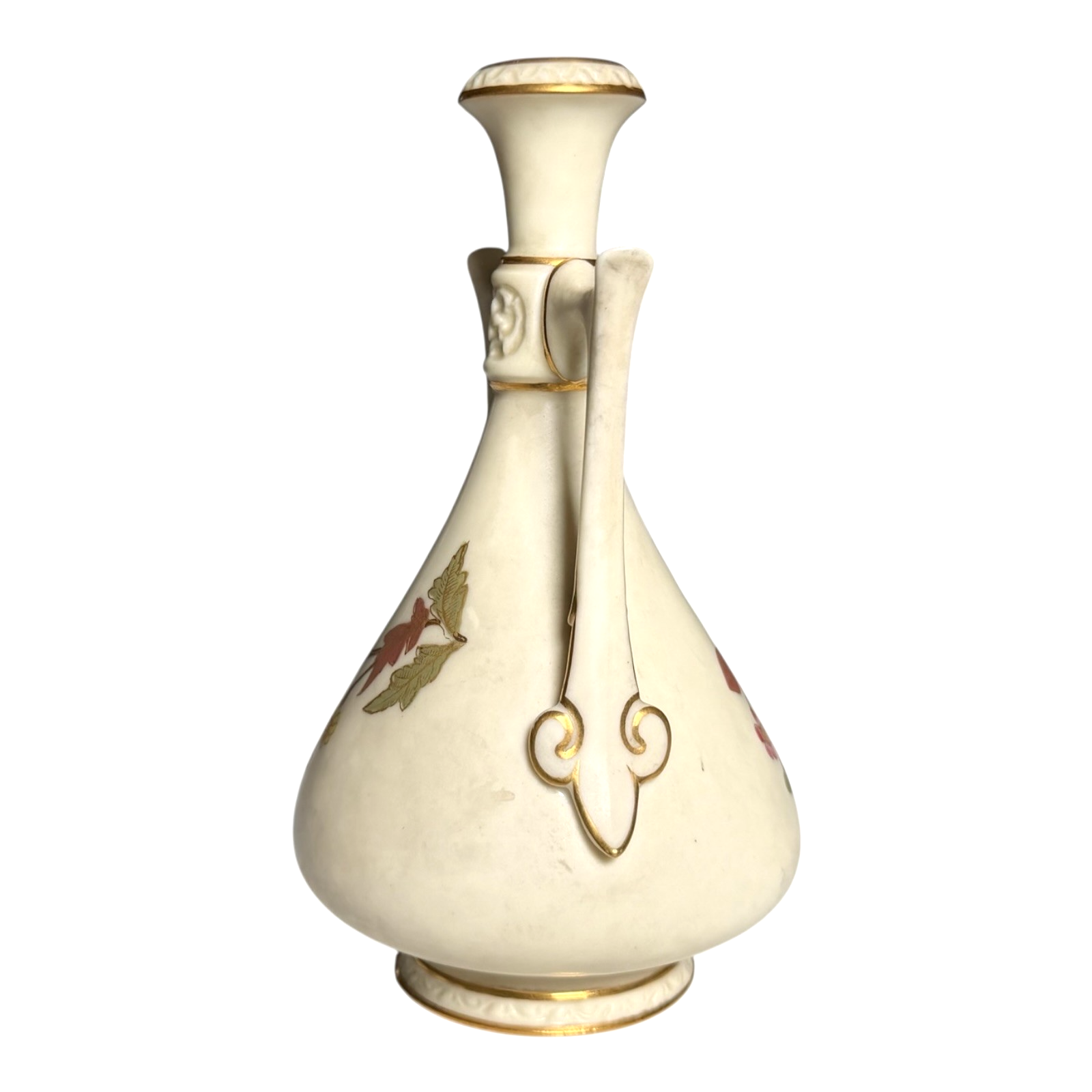 Antique Royal Worcester Art Nouveau Double Handled Floral Vase