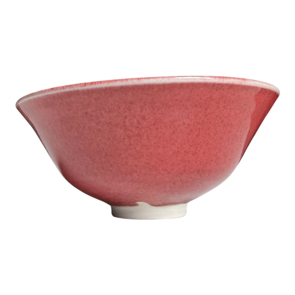Vintage Studio Art Pottery Red Oxblood Glaze Chawan Matcha Tea Bowl