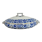 Antique Royal Vienna Porcelain Blue & White Covered Tureen - Beehive Mark