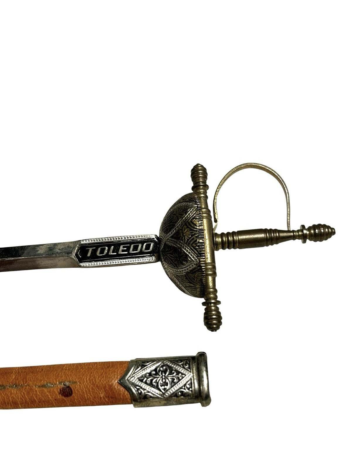 Vintage Toledo Spain Gold Silver Enamel Rapier Dagger Knife Letter Opener