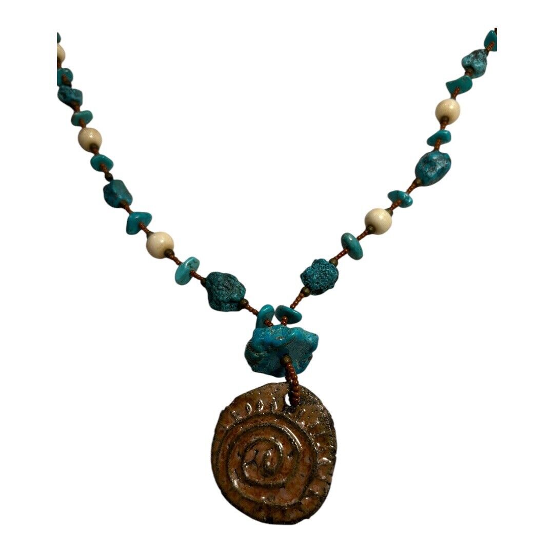 Vintage Native American Turquoise & Stone Necklace with Pendant