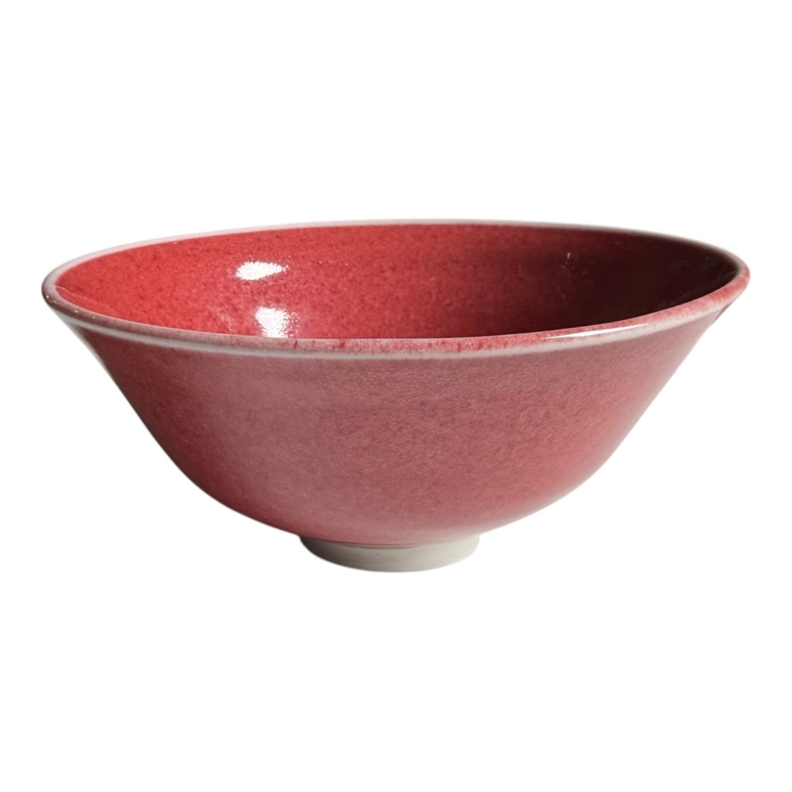 Vintage Studio Art Pottery Red Oxblood Glaze Chawan Matcha Tea Bowl
