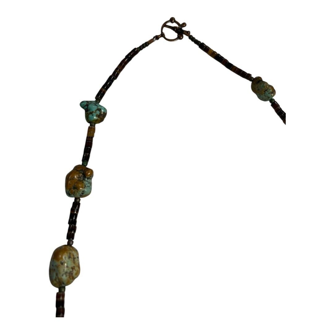 Vintage Native American Turquoise & Stone Necklace with Butterfly Pendant