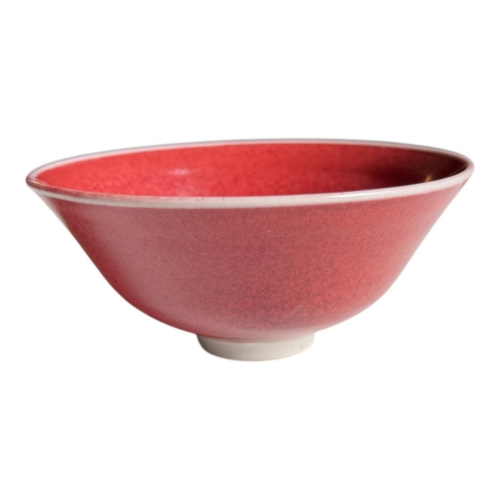 Vintage Studio Art Pottery Red Oxblood Glaze Chawan Matcha Tea Bowl