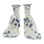 Antique Japanese Hirado Porcelain Figural Boy Candlestick Pair with Companion