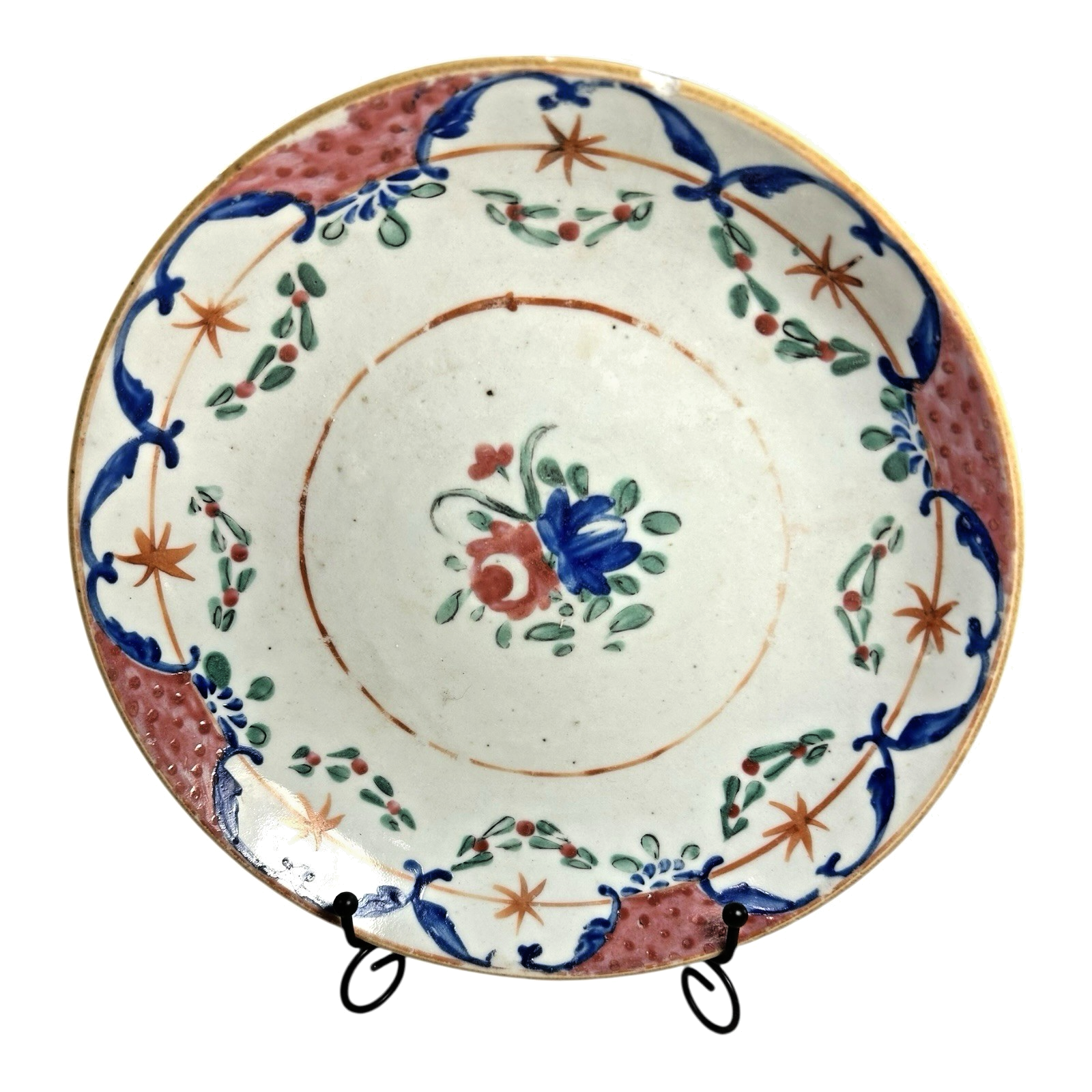 Antique Chinese Export Pink & Blue Famille Rose Bowl