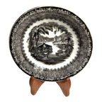 Antique Black Transferware Dish in Washington Vase Pattern Pearl Stoneware