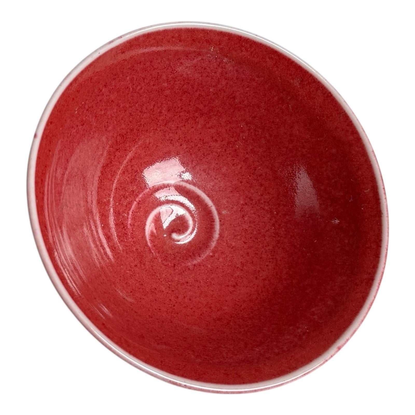 Vintage Studio Art Pottery Red Oxblood Glaze Chawan Matcha Tea Bowl