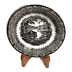 Antique Black Transferware Dish in Washington Vase Pattern Pearl Stoneware