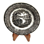 Antique Black Transferware Dish in Washington Vase Pattern Pearl Stoneware