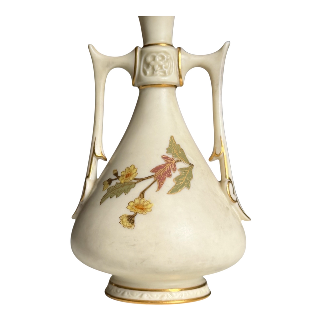 Antique Royal Worcester Art Nouveau Double Handled Floral Vase