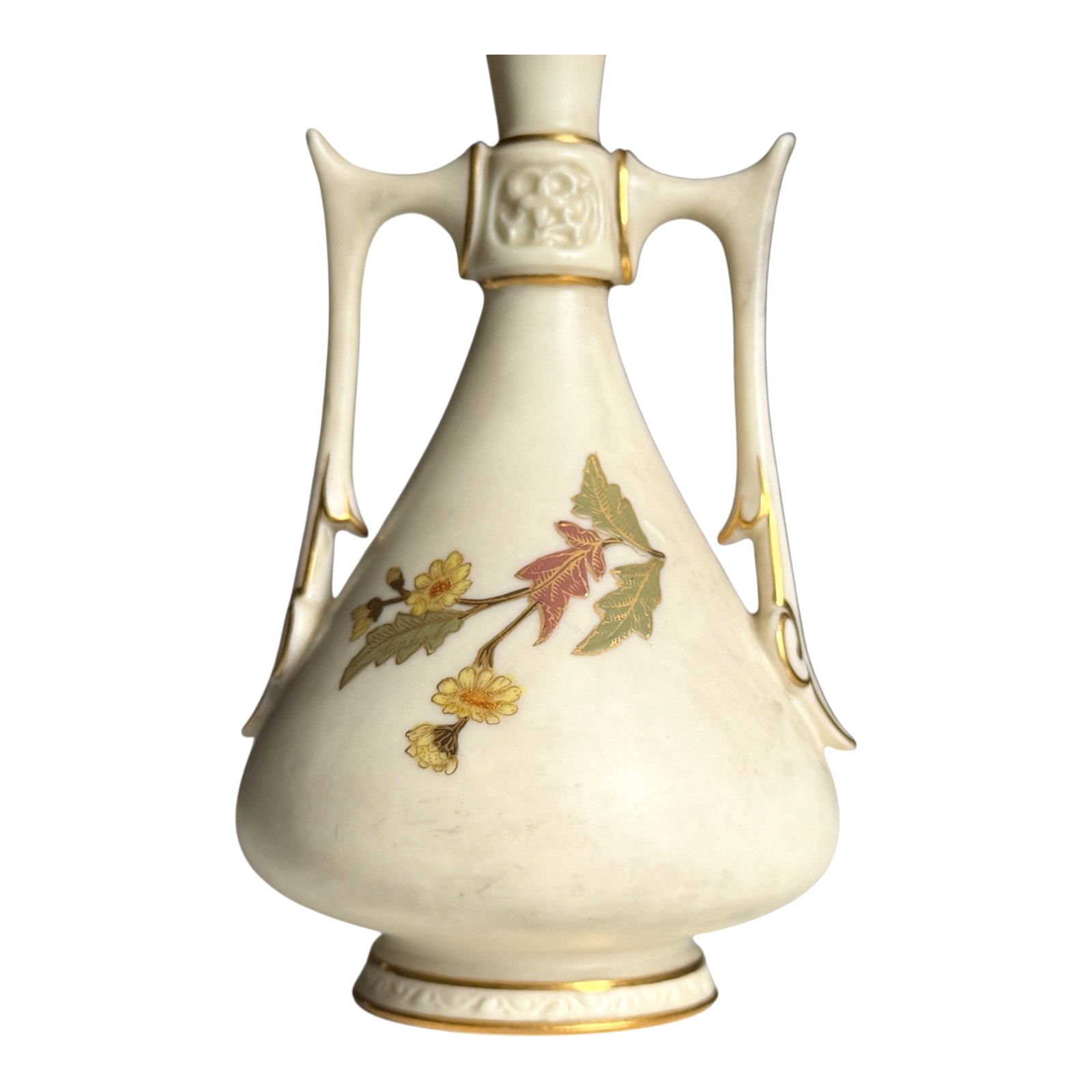 Antique Royal Worcester Art Nouveau Double Handled Floral Vase