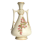Antique Royal Worcester Art Nouveau Double Handled Floral Vase
