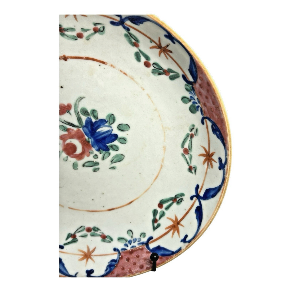 Antique Chinese Export Pink & Blue Famille Rose Bowl