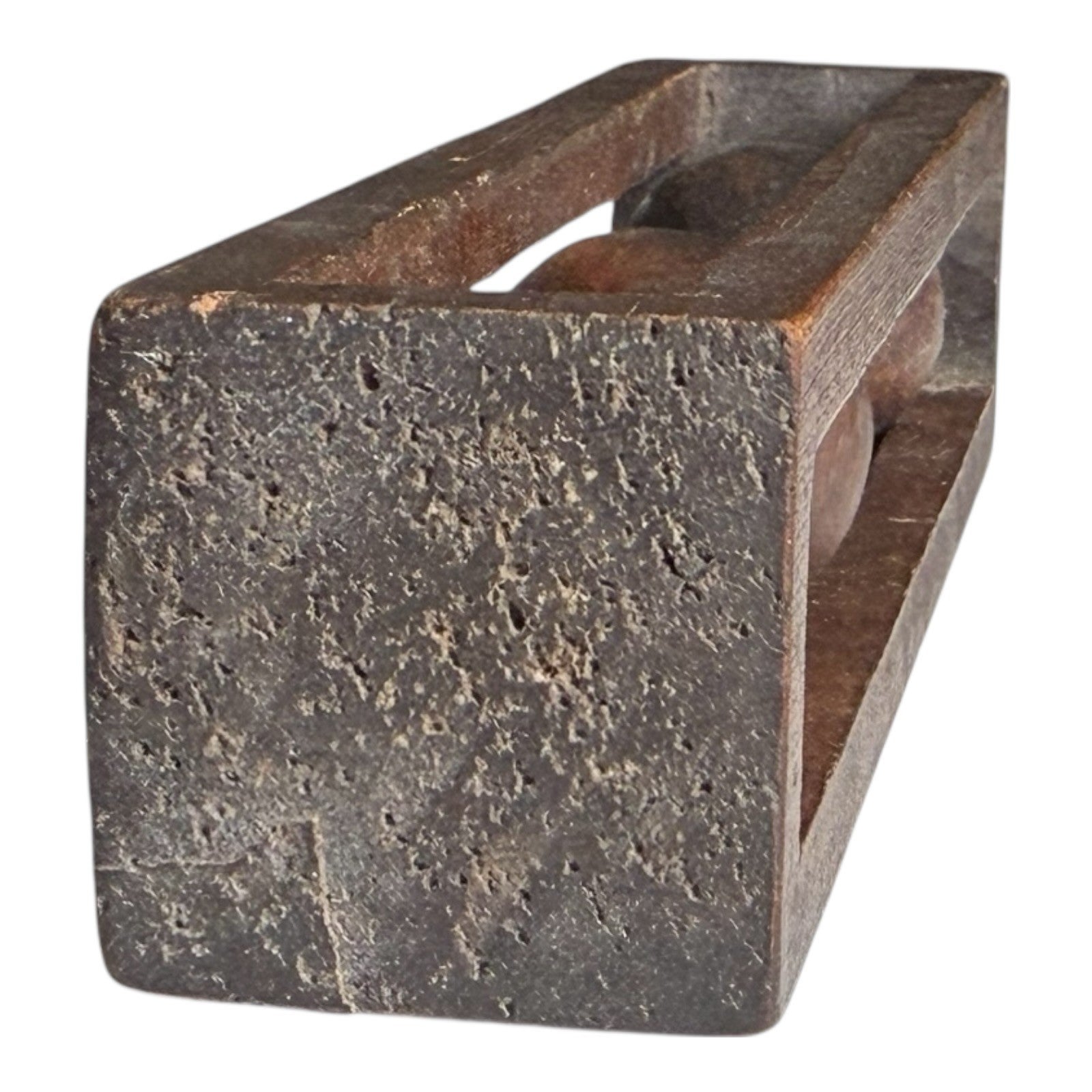 Vintage Folk Art Whimsy Hand Carved Wood Ball in Cage Sculpture - Signed