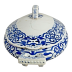 Antique Royal Vienna Porcelain Blue & White Covered Tureen - Beehive Mark