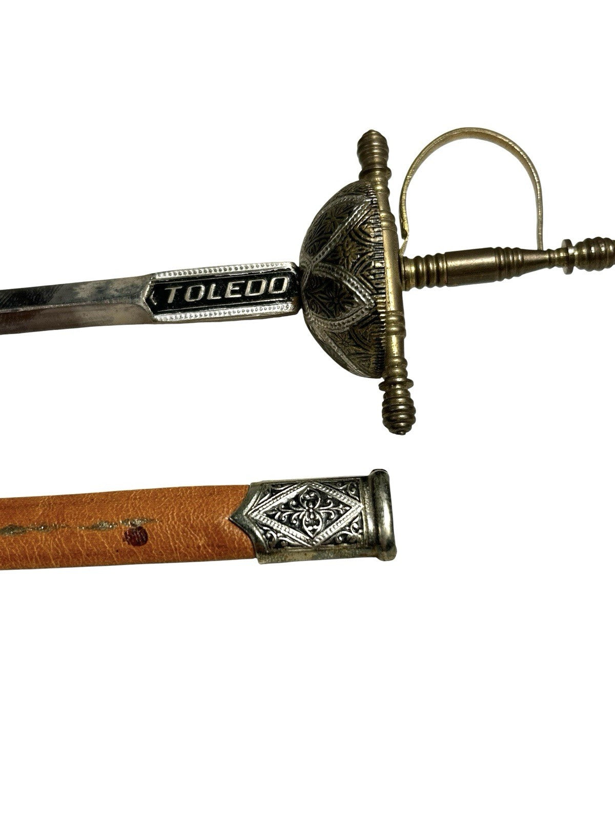 Vintage Toledo Spain Gold Silver Enamel Rapier Dagger Knife Letter Opener