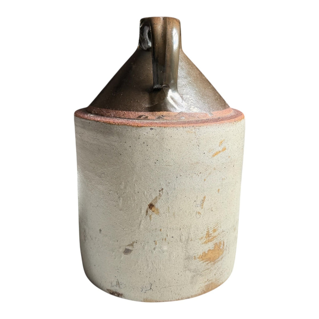 Antique Early Southern Stoneware Whiskey Jug Albany Slip Glaze Monogram Crock
