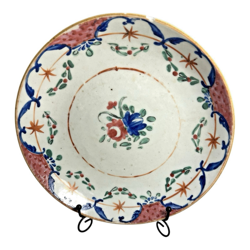 Antique Chinese Export Pink & Blue Famille Rose Bowl