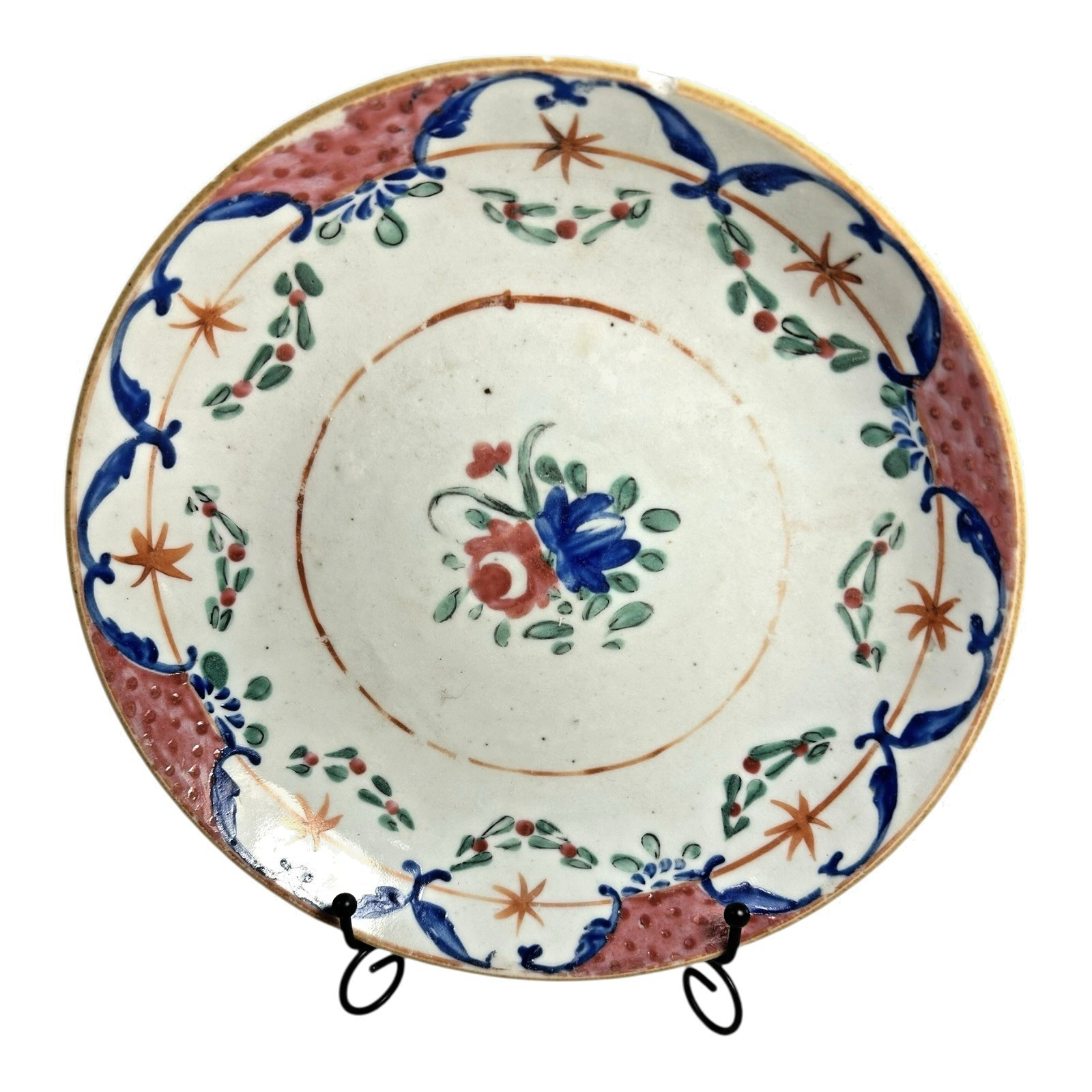 Antique Chinese Export Pink & Blue Famille Rose Bowl