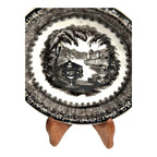 Antique Black Transferware Dish in Washington Vase Pattern Pearl Stoneware