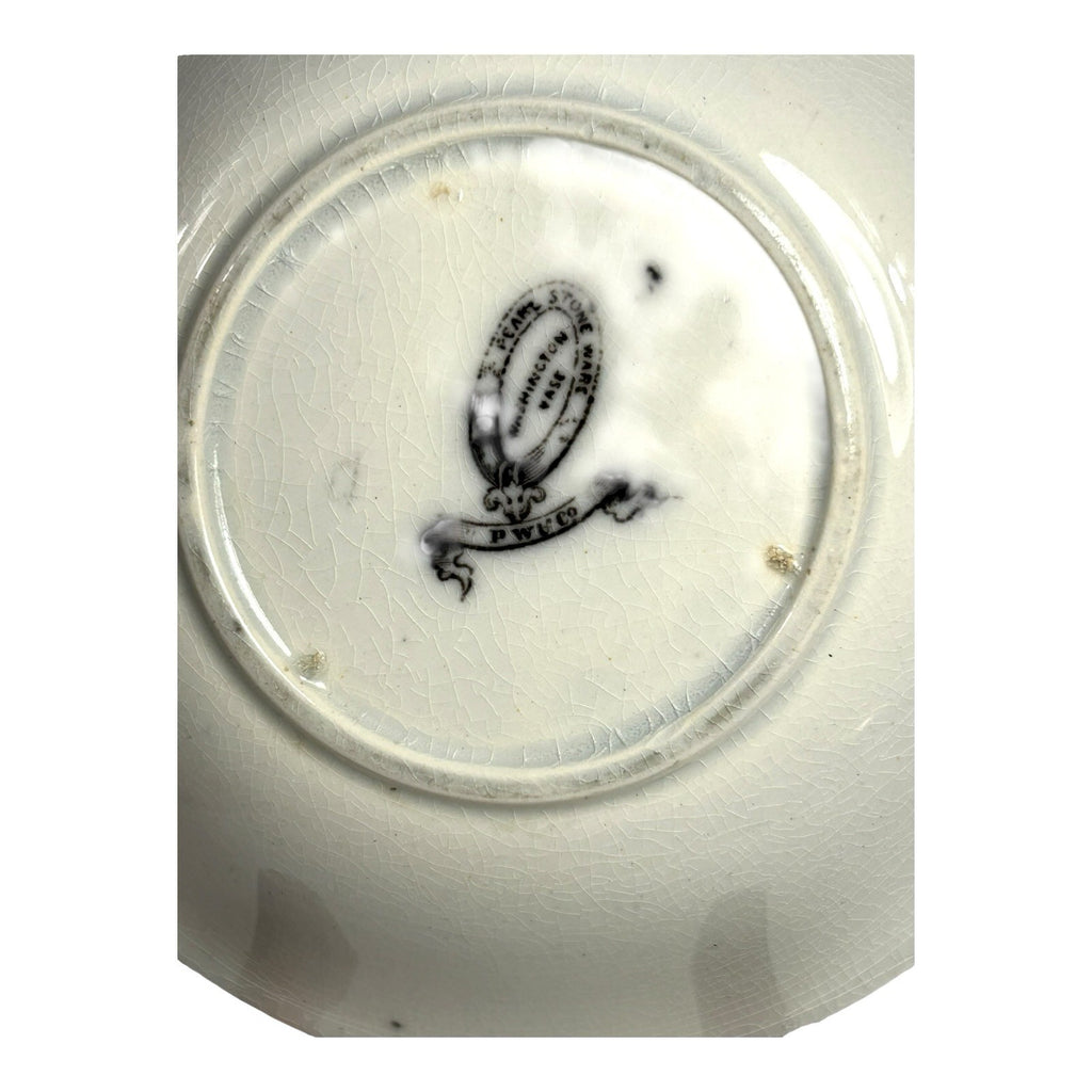 Antique Black Transferware Dish in Washington Vase Pattern Pearl Stoneware