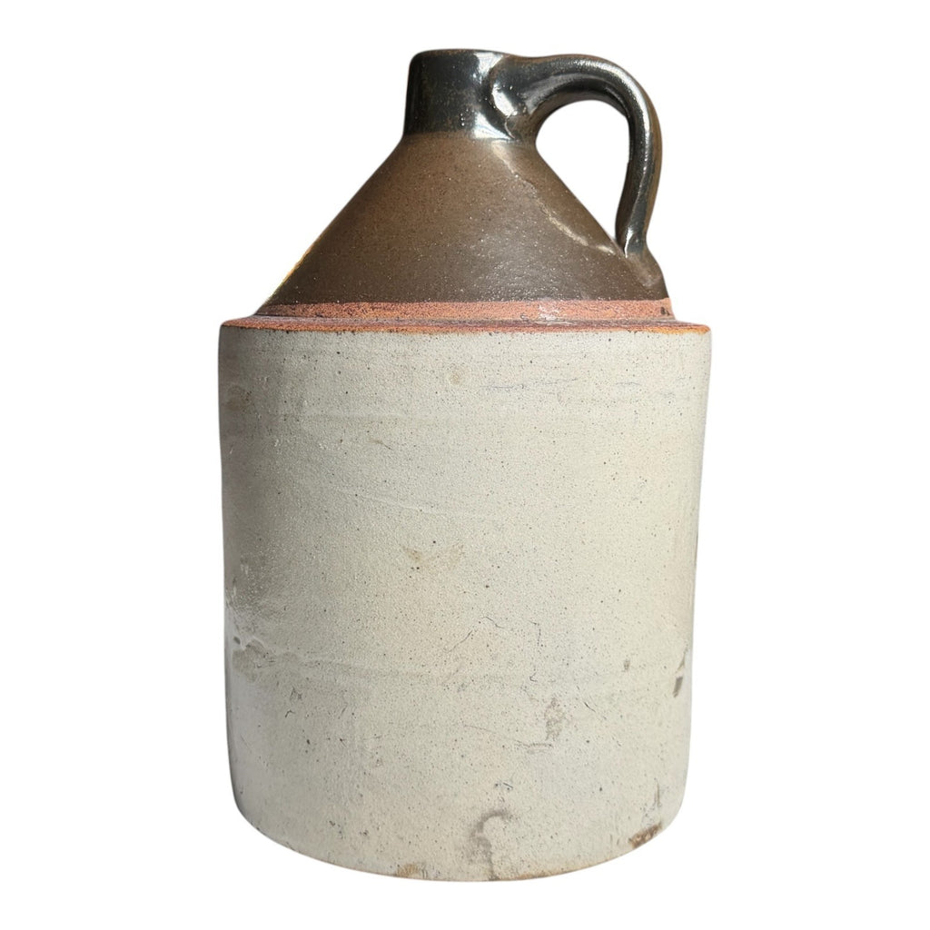 Antique Early Southern Stoneware Whiskey Jug Albany Slip Glaze Monogram Crock