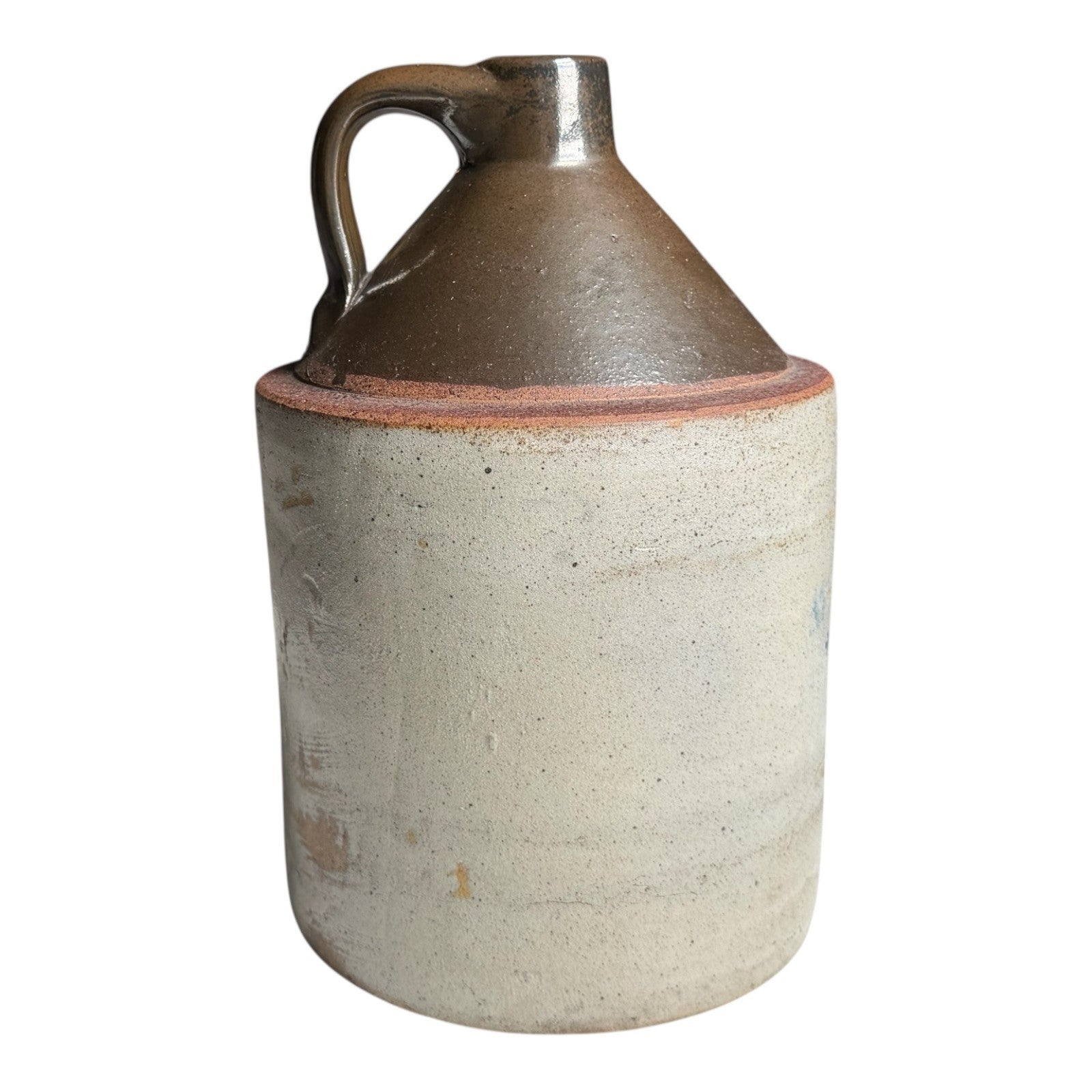 Antique Early Southern Stoneware Whiskey Jug Albany Slip Glaze Monogram Crock