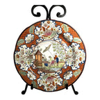 Antique Pearlware Cabinet Plate in Apothecary or Parasol Chinoserie Pattern