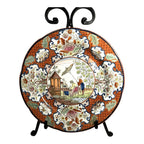 Antique Pearlware Cabinet Plate in Apothecary or Parasol Chinoserie Pattern