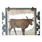 Antique Early 1900s American Folk Art Hand-Cut Metal Ranch Trade Sign, Steer/Cow