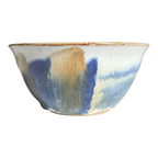Vintage Studio Pottery Blue Tan Drip Glaze Art Pottery Bowl - Signed