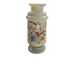 Antique Victorian Hand Painted Opaline Fluted Floral Handblown Glass Vase