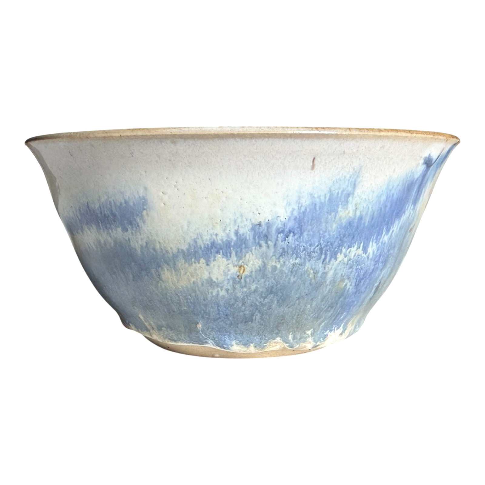 Vintage Studio Pottery Blue Tan Drip Glaze Art Pottery Bowl - Signed