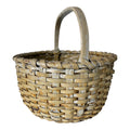 Antique Americana Handwoven Light Green Painted Basket with Bent Wood Handle