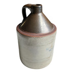 Antique Early Southern Stoneware Whiskey Jug Albany Slip Glaze Monogram Crock