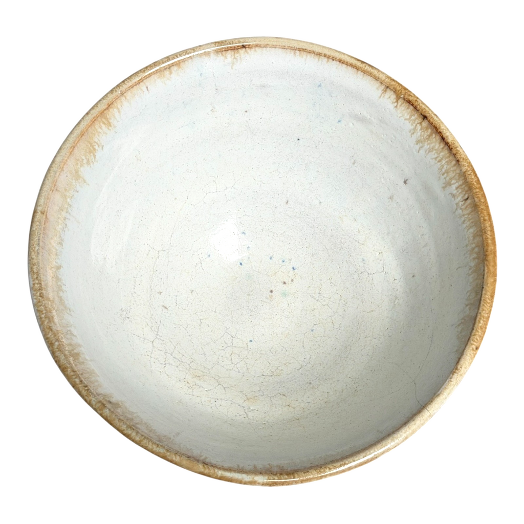 Vintage Studio Pottery Blue Tan Drip Glaze Art Pottery Bowl - Signed