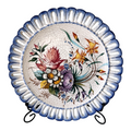 Vintage Bassano Italian Majolica Hand Painted Floral Hanging Plate