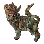Antique Early Chinese Sancai Glazed Porcelain Foo Dog Lion Statues - Pair of 2
