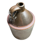 Antique Early Southern Stoneware Whiskey Jug Albany Slip Glaze Monogram Crock
