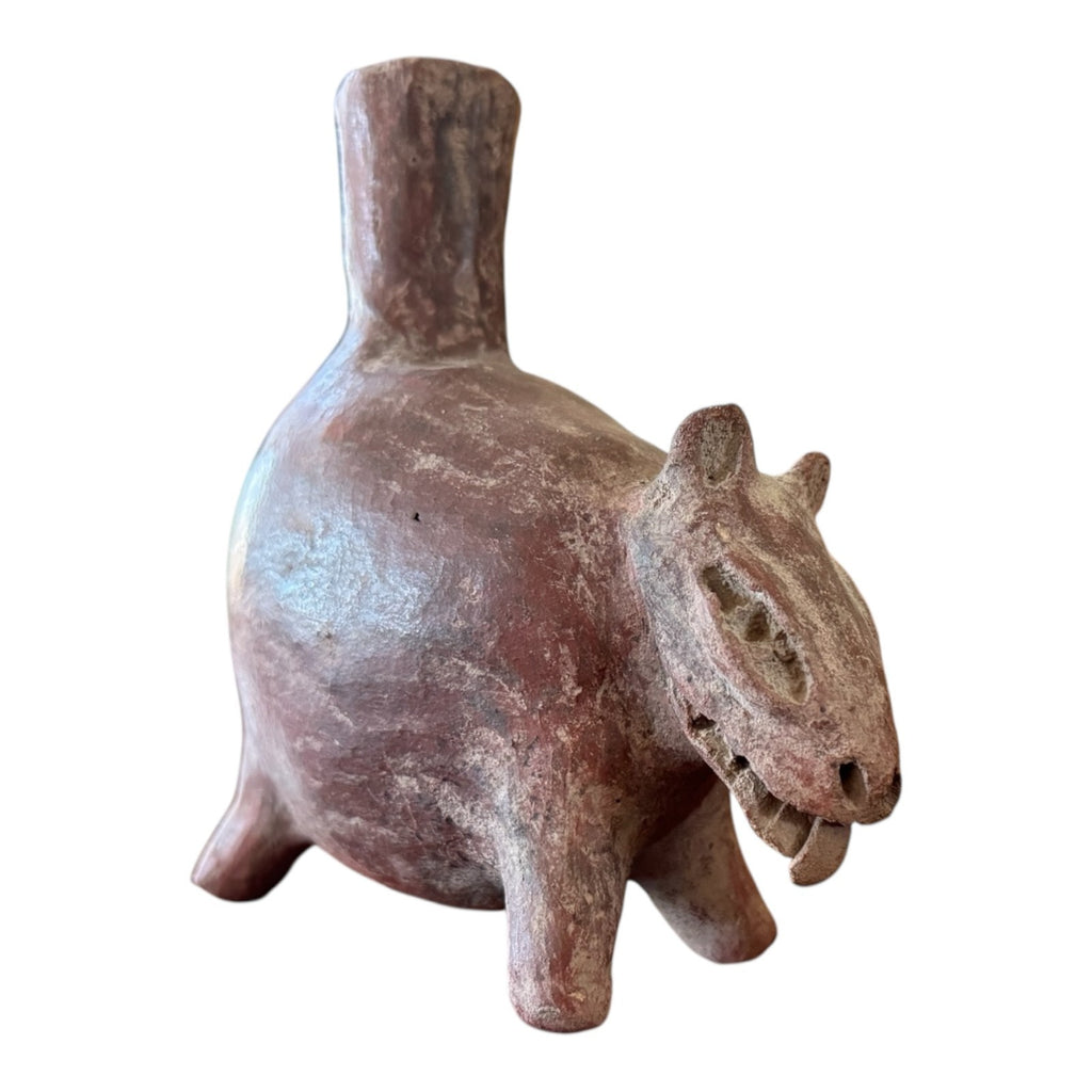 Antique Pre-Columbian Colima Pottery Zoomorphic Dog Effigy Vessel, West Mexico