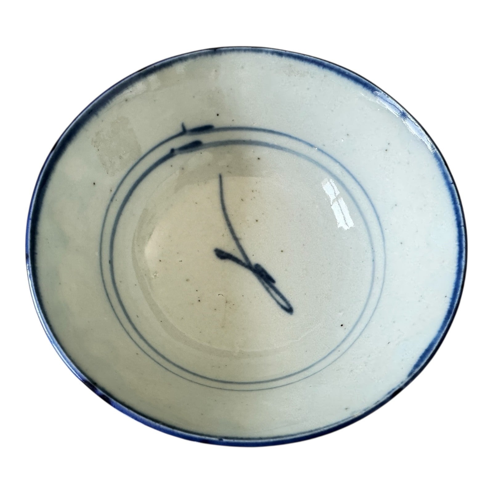Antique 1800s Asian Chinese Blue and White Porcelain Rice Bowl