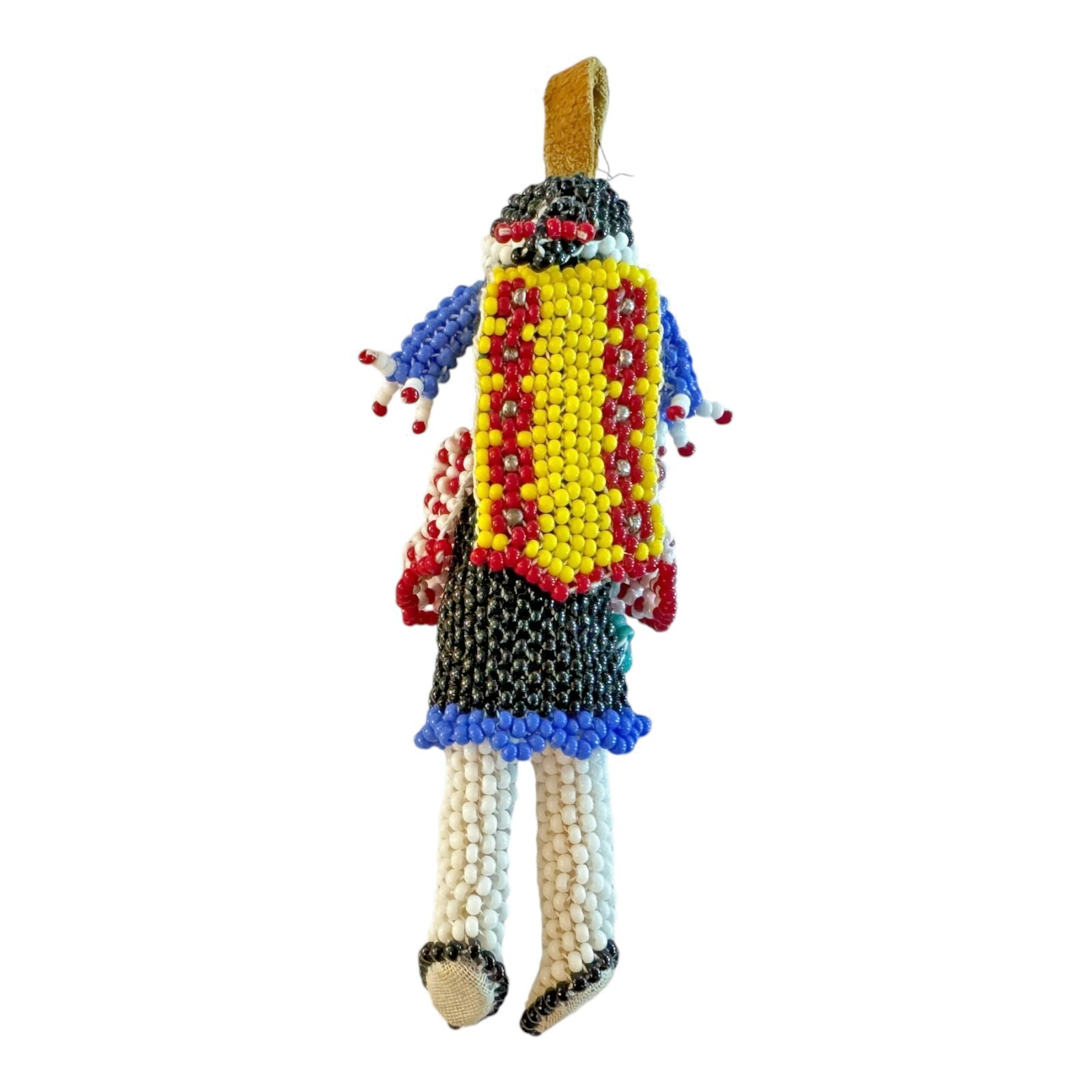 Vintage Zuni Native American Beaded Doll Fetish Ornament, Signed & COA