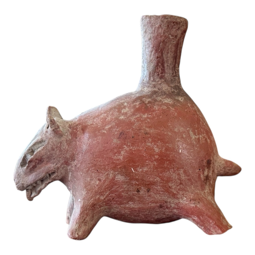 Antique Pre-Columbian Colima Pottery Zoomorphic Dog Effigy Vessel, West Mexico