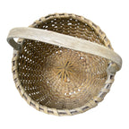 Antique Americana Handwoven Light Green Painted Basket with Bent Wood Handle