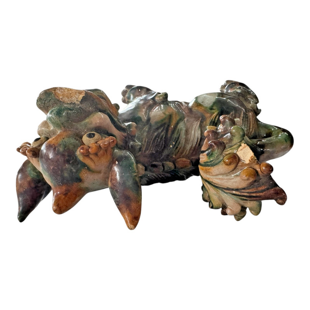 Antique Early Chinese Sancai Glazed Porcelain Foo Dog Lion Statues - Pair of 2