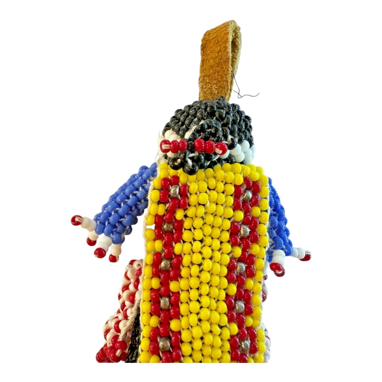 Vintage Zuni Native American Beaded Doll Fetish Ornament, Signed & COA