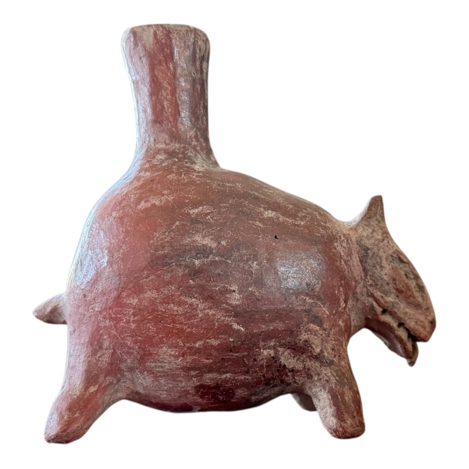 Antique Pre-Columbian Colima Pottery Zoomorphic Dog Effigy Vessel, West Mexico