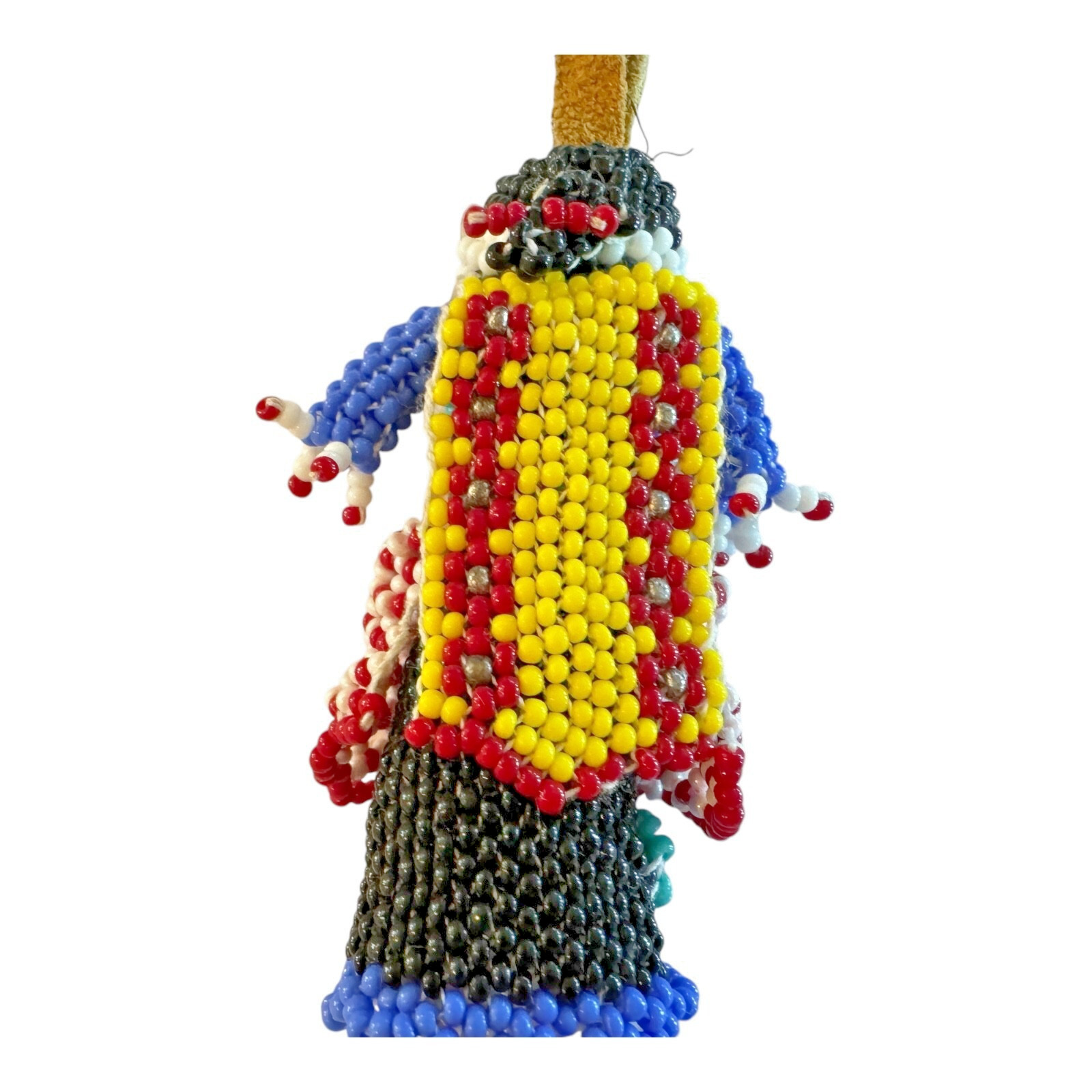 Vintage Zuni Native American Beaded Doll Fetish Ornament, Signed & COA