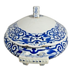 Antique Royal Vienna Porcelain Blue & White Covered Tureen - Beehive Mark